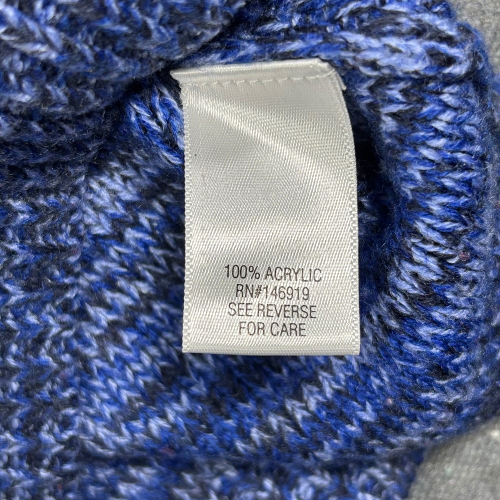 Croft‎ & Barrow Sweater Women Small Blue Marled Knit Lattice Neck Long Sleeve - Picture 4 of 7